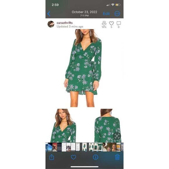 Cashmere and Cupcakes 4 green floral wrap long sleeve mini dress - Picture 4 of 7